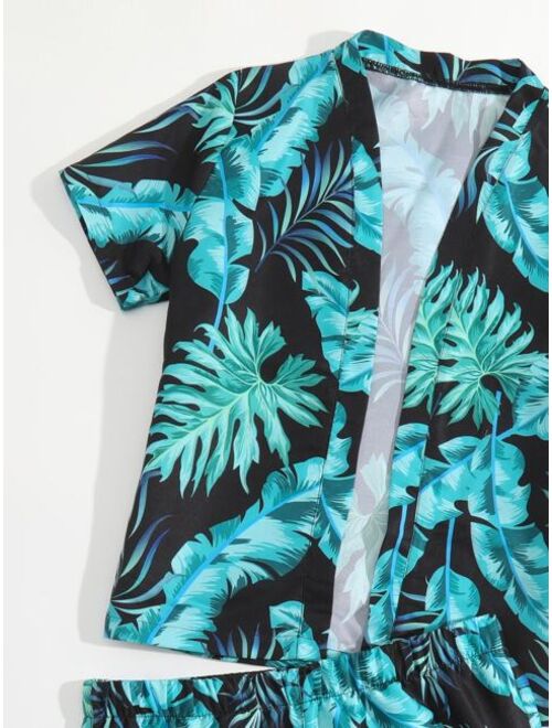 Shein Boys Tropical Print Kimono & Beach Shorts