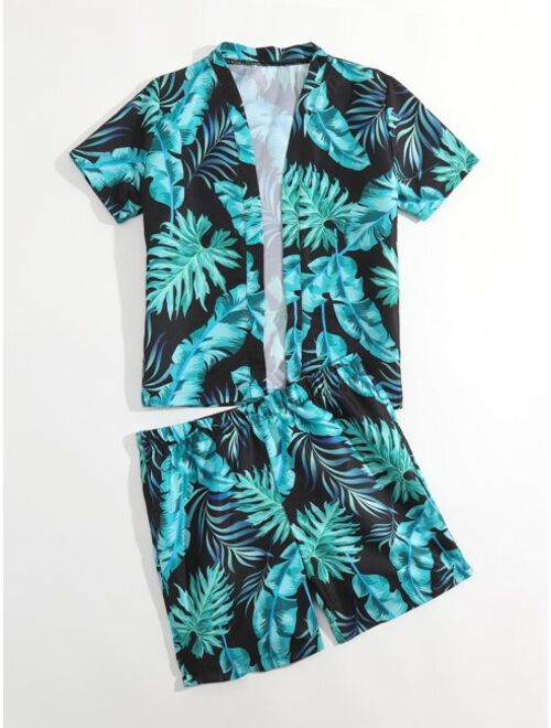 Shein Boys Tropical Print Kimono & Beach Shorts