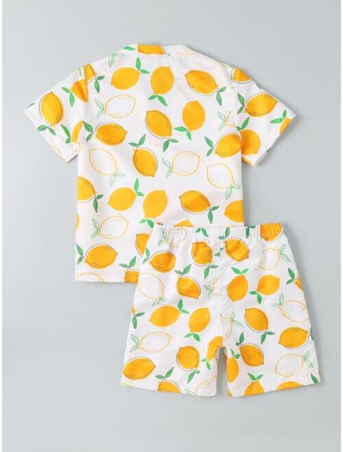 Shein Boys Lemon Print Beach Swimsuit