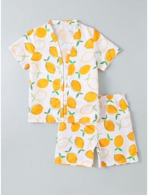 Shein Boys Lemon Print Beach Swimsuit