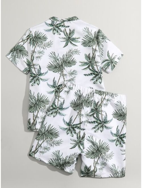 Shein Boys Tropical Print Kimono & Shorts