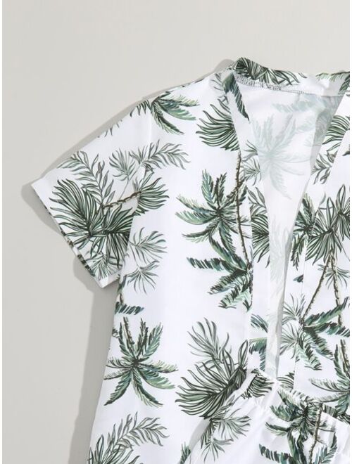 Shein Boys Tropical Print Kimono & Shorts