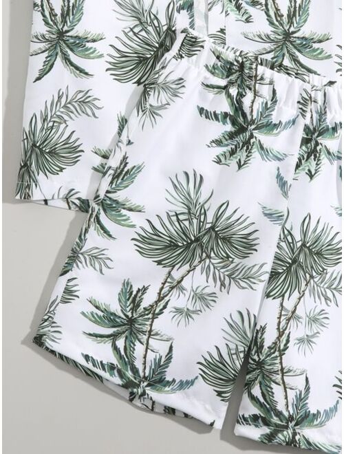 Shein Boys Tropical Print Kimono & Shorts