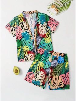 Boys Tropical Print Beach Swimsuit
