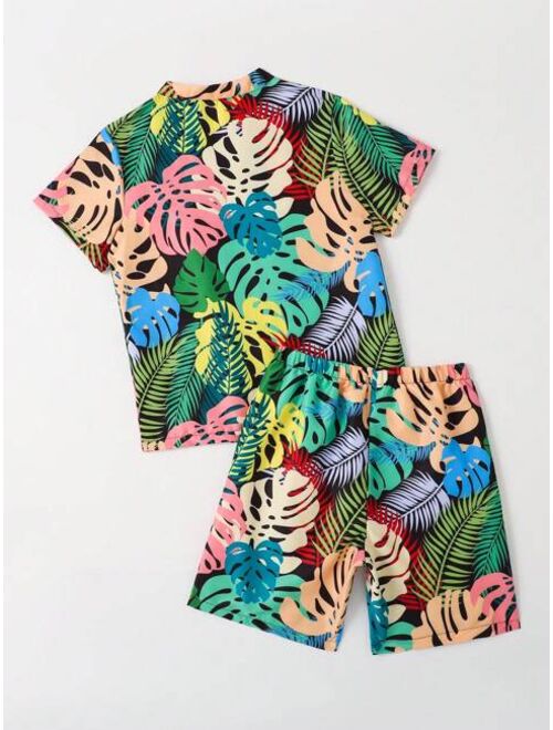 Shein Boys Tropical Print Beach Swimsuit