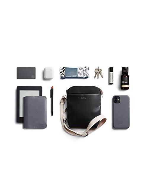 Bellroy City Pouch Premium (leather cross-body bag, e-reader or small tablet, wallet, sunglasses, phone) - Black Sand