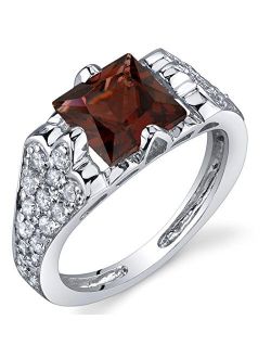 Elegant Opulence 2.00 Carats Garnet Ring in Sterling Silver Sizes 5 to 9