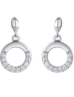 925 Sterling Silver Swirled Circle Drop Earrings for Women, Hypoallergenic Fine Jewelry