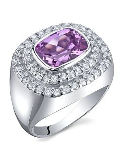 Created Pink Sapphire Cocktail Ring Sterling Silver Rhodium Nickel Finish 2.75 Carats Sizes 5 to 9