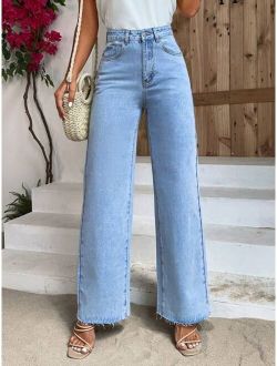 Frenchy Washed Wide Leg Jeans
