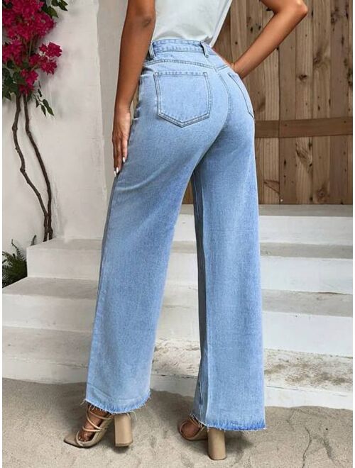 SHEIN Frenchy Washed Wide Leg Jeans
