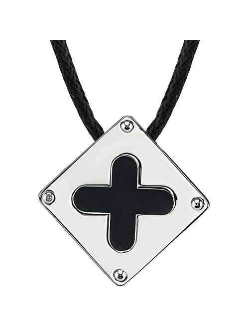 Peora Stainless Steel and Black Enamel Cross Pendant for Men, 12 to 24 inch Adjustable Black Cord