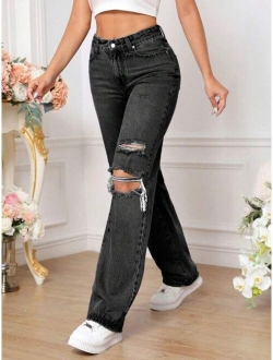 Tall Ripped Straight Leg Jeans