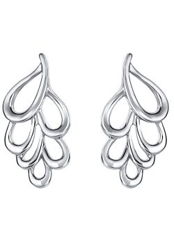 925 Sterling Silver Clustered Teardrop Earrings for Women, Hypoallergenic Fine Jewelry