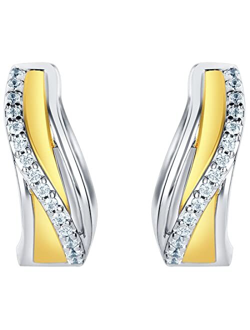 Peora 925 Sterling Silver Swirled Waves Huggie Hoop Earrings for Women, Hypoallergenic Fine Jewelry