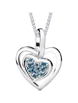 London Blue Topaz Heart Pendant Necklace in Sterling Silver, Natural Gemstones, 0.50 Carat Total with 18 inch Chain
