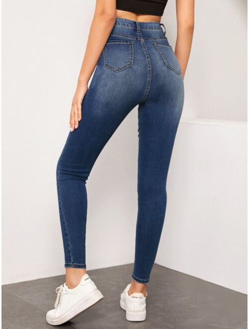 Shein High Waist High Stretch Slant Pocket Jeans