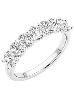 7-Stone Oval Lab Grown Diamond Half-Eternity Band for Women 14K Gold, 0.84 Carat total, E-F Color, VS Clarity, Wedding Anniversary Stackable Ring, Sizes 4 to 10