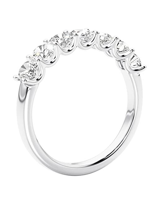 Peora 7-Stone Oval Lab Grown Diamond Half-Eternity Band for Women 14K Gold, 0.84 Carat total, E-F Color, VS Clarity, Wedding Anniversary Stackable Ring, Sizes 4 to 10