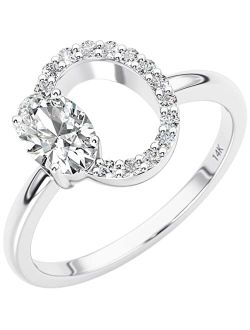 Open Oval Lab Grown Diamond Ring in 14K White Gold, 0.50 Carat total, E-F Color, VS Clarity, Sizes 4 to 10