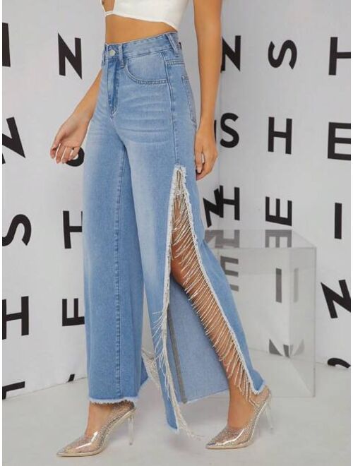 Shein High-Waist Slit-Side Wide-Leg Jeans