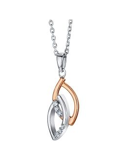 925 Sterling Silver Open Leaves Pendant Necklace for Women with 17 inch Chain   3 inch extender, Hypoallergenic Fine Jewelry