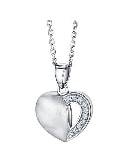 925 Sterling Silver Dainty Heart Pendant Necklace for Women with 17 inch Chain   3 inch extender, Hypoallergenic Fine Jewelry
