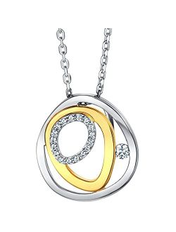 925 Sterling Silver Floating Halo Pendant Necklace for Women with 17 inch Chain   3 inch extender, Hypoallergenic Fine Jewelry