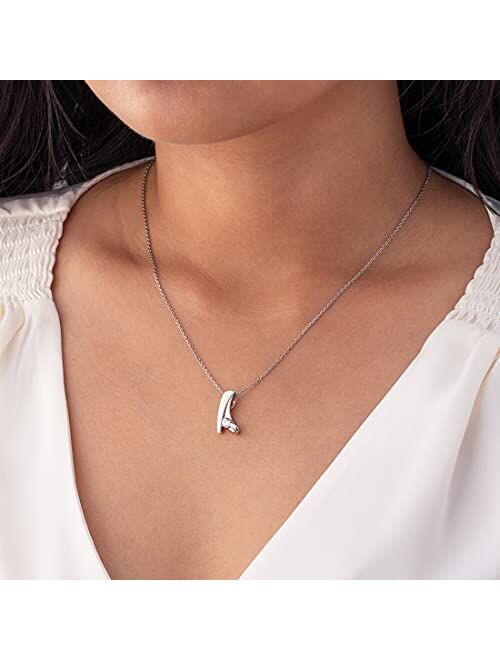 Peora 925 Sterling Silver Crystal Cove Pendant Necklace for Women with 17 inch Chain + 3 inch extender, Hypoallergenic Fine Jewelry