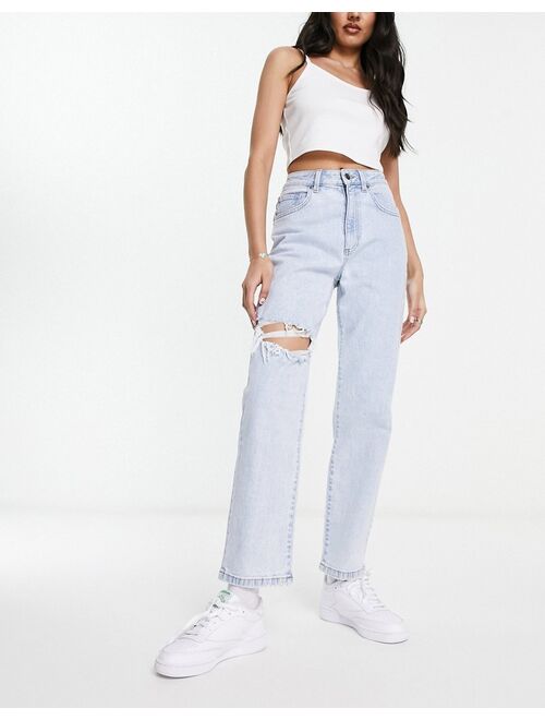 COTTON ON Cotton:On stretch straight jeans with rips in bleach wash