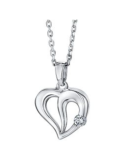 925 Sterling Silver Sweetheart Pendant Necklace for Women with 17 inch Chain   3 inch extender, Hypoallergenic Fine Jewelry