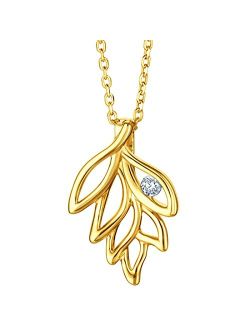 925 Sterling Silver Falling Leaves Pendant Necklace for Women with 17 inch Chain   3 inch extender, Hypoallergenic Fine Jewelry