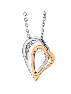 925 Sterling Silver Hearts Soiree Pendant Necklace for Women with 17 inch Chain   3 inch extender, Hypoallergenic Fine Jewelry