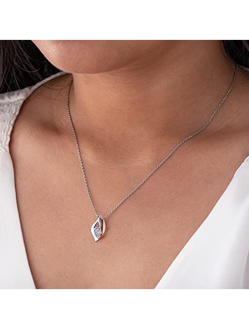 Peora Rose Gold-tone 925 Sterling Silver Floating Ellipse Pendant Necklace for Women with 17 inch Chain + 3 inch extender, Hypoallergenic Fine Jewelry