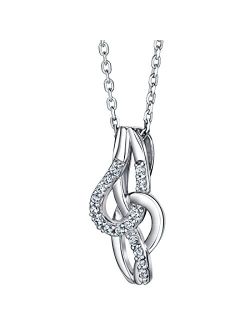 925 Sterling Silver Knotted Swirl Pendant Necklace for Women with 17 inch Chain   3 inch extender, Hypoallergenic Fine Jewelry