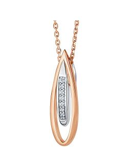 Rose Gold-tone 925 Sterling Silver Floating Teardrop Pendant Necklace for Women with 17 inch Chain   3 inch extender, Hypoallergenic Fine Jewelry