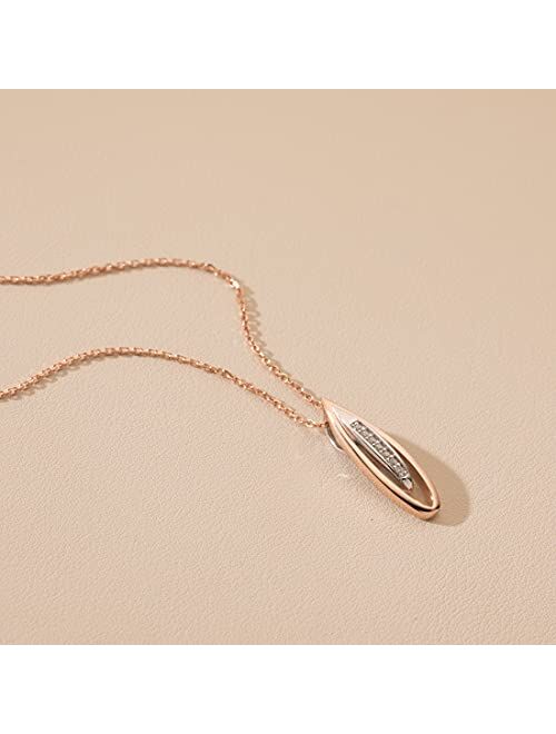 Peora Rose Gold-tone 925 Sterling Silver Floating Teardrop Pendant Necklace for Women with 17 inch Chain + 3 inch extender, Hypoallergenic Fine Jewelry
