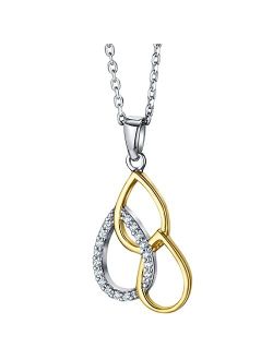 Yellow-Tone 925 Sterling Silver Tiered Teardrop Pendant Necklace for Women with 17 inch Chain   3 inch extender, Hypoallergenic Fine Jewelry