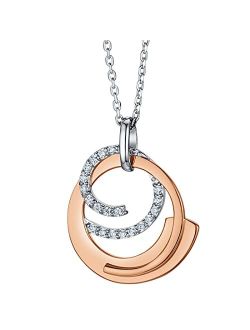 925 Sterling Silver Ocean Rings Pendant Necklace for Women with 17 inch Chain   3 inch extender, Hypoallergenic Fine Jewelry