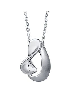 925 Sterling Silver Curled Open Dewdrop Pendant Necklace for Women with 17 inch Chain   3 inch extender, Hypoallergenic Fine Jewelry