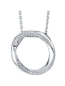 925 Sterling Silver Swirled Circle Pendant Necklace for Women with 17 inch Chain   3 inch extender, Hypoallergenic Fine Jewelry