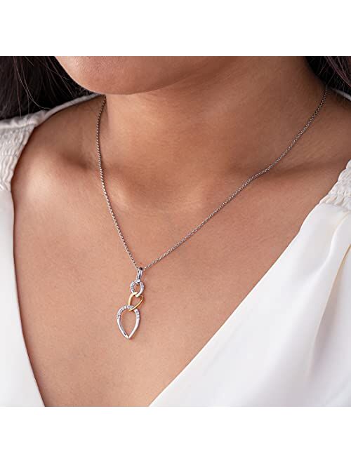 Peora 925 Sterling Silver Interlocking Teardrop Pendant Necklace for Women with 17 inch Chain + 3 inch extender, Hypoallergenic Fine Jewelry