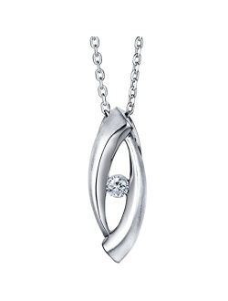 925 Sterling Silver Open Marquise Pendant Necklace for Women with 17 inch Chain   3 inch extender, Hypoallergenic Fine Jewelry