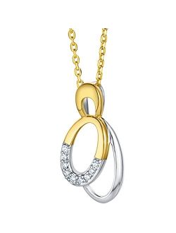 925 Sterling Silver Eternity Hoops Pendant Necklace for Women with 17 inch Chain   3 inch extender, Hypoallergenic Fine Jewelry