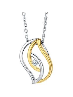 925 Sterling Silver Double Swirled Teardrop Pendant Necklace for Women with 17 inch Chain   3 inch extender, Hypoallergenic Fine Jewelry