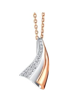 Rose Gold-tone 925 Sterling Silver Winged Fan Pendant Necklace for Women with 17 inch Chain   3 inch extender, Hypoallergenic Fine Jewelry