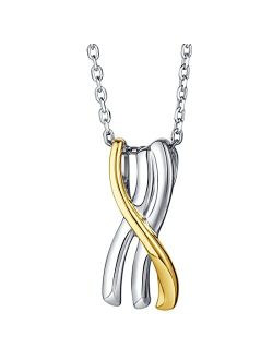 925 Sterling Silver Sculpted X Pendant Necklace for Women with 17 inch Chain   3 inch extender, Hypoallergenic Fine Jewelry