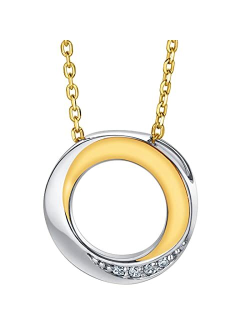 Peora 925 Sterling Silver Swirl Circle Pendant Necklace for Women with 17 inch Chain + 3 inch extender, Hypoallergenic Fine Jewelry