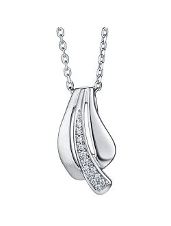 925 Sterling Silver Windswept Charm Pendant Necklace for Women with 17 inch Chain   3 inch extender, Hypoallergenic Fine Jewelry