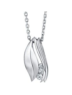 925 Sterling Silver Waves Pendant Necklace for Women with 17 inch Chain   3 inch extender, Hypoallergenic Fine Jewelry